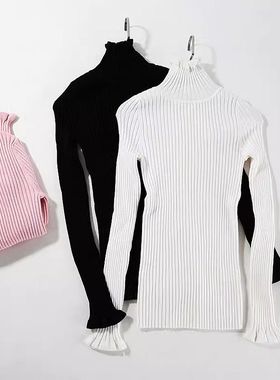 7折 晓晓 外贸女 小众设计师品牌 J007高领高弹打底针织衫~A4038