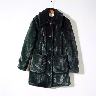 晓晓衣铺 外贸女装 绒绒暖暖仿皮草毛绒 大气中长款 外套~~A3482