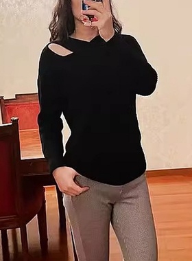 5折 外贸女J003满分轻性感小镂空绵柔厚实 元宝针设计款毛衣A2769