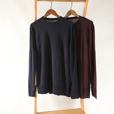 外贸男装 错过后悔 棉质上衣 圆领长袖打底针织衫~A4848