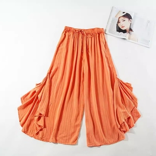 小众设计感花边大裤 阔腿裤 口休闲裤 A3252 清 晓晓 特价 外贸女装