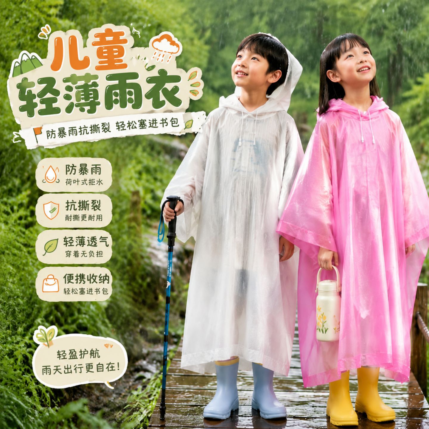 EVA斗篷雨衣成人儿童款轻便防雨服便携旅游户外非一次性雨衣雨披图片