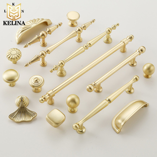 法式 轻奢现代简约金色衣柜门拉手仿铜本色橱柜家具抽屉单孔小把手