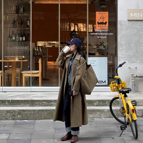 VVHYME 英式简约长款高级质感风衣外套