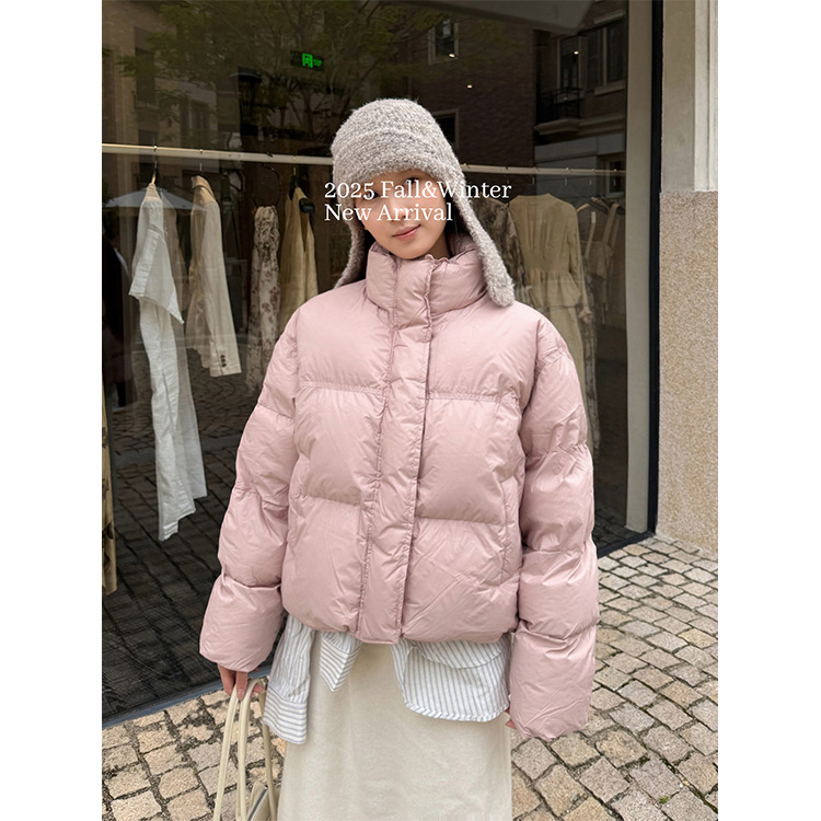 TG 经典款简约白鸭绒暖和立领宽松羽绒服拉链外套女冬季新款23814