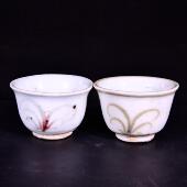 大唐天目山窑松柴烧制窑变釉里红兰花纹诧寂酒杯茶杯