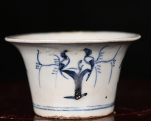 明天启青花柳林鸟鸣纹外销回流火漆印马蹄酒杯茶杯