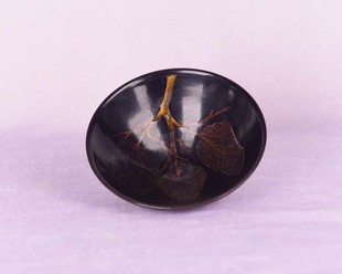 大唐天目吉州窑带梗树叶木叶外销回流火漆印斗笠碗茶盏茶杯