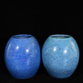 大清雍正乾隆年制窑变炉均腰鼓罐