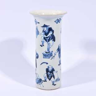 大清康熙年制百戏图酒樽花觚