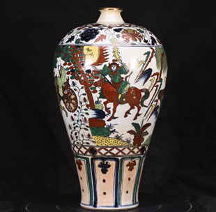 大元国至正八年制青花五彩斗彩鬼谷下山纹描金梅瓶