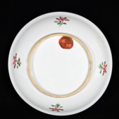 大清康熙年制广彩珐琅彩本色真金外销瓷花鸟人物故事纹盘