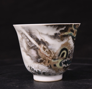 大清雍正年制珐琅彩洋彩粉彩云龙纹茶盏酒杯茶杯