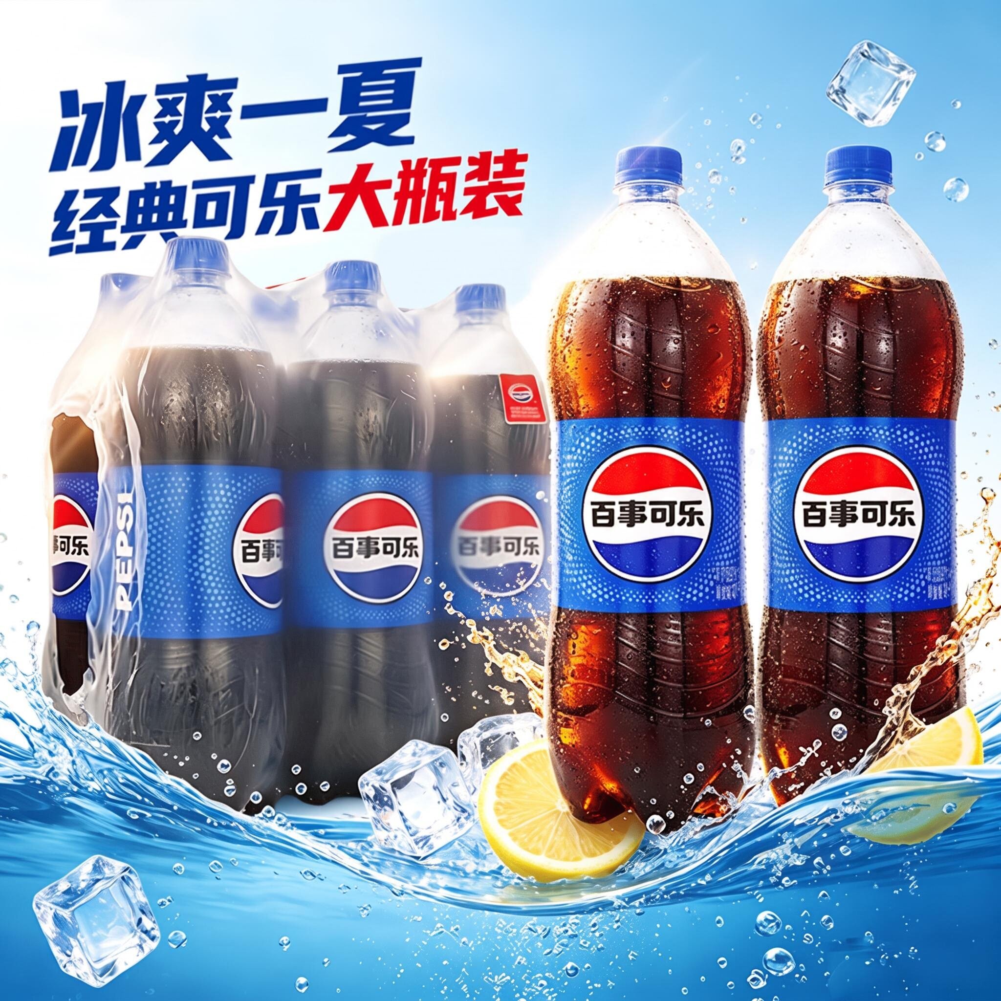 新日期百事可乐2L*6瓶碳酸饮料