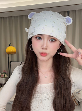 春夏薄款纯棉月子帽发带