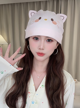 春夏薄款纯棉月子帽护额发带