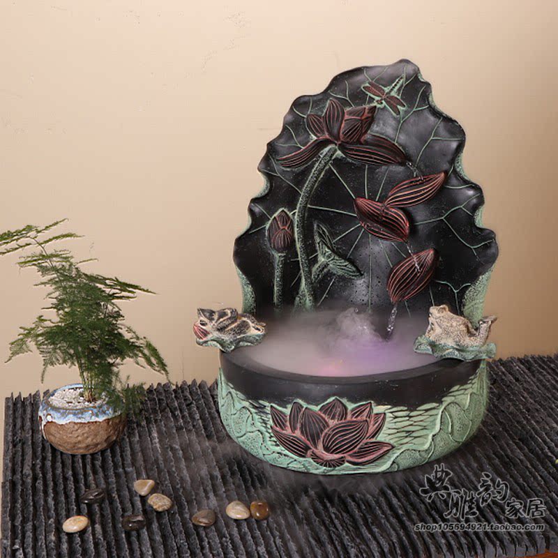 小型盆景中式风树脂喷泉假山流水
