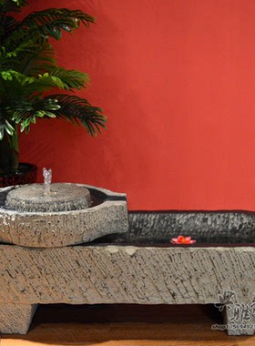 复古假山流水景观喷泉树脂工艺品