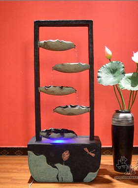 新中式风景观门厅大堂喷泉假山