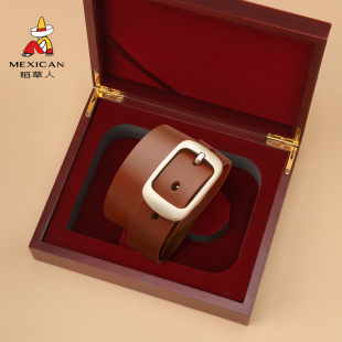 稻草人皮带女款百搭时尚设计感小众腰带2025女士真皮裤带送礼礼盒