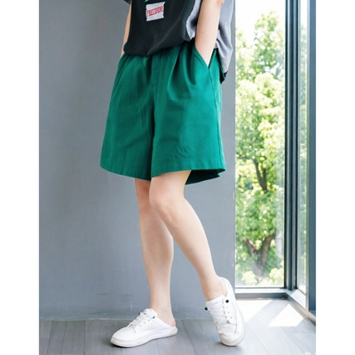 简然 有型挺括百搭松紧腰净色棉质短裤夏季纯棉五分裤新款女装