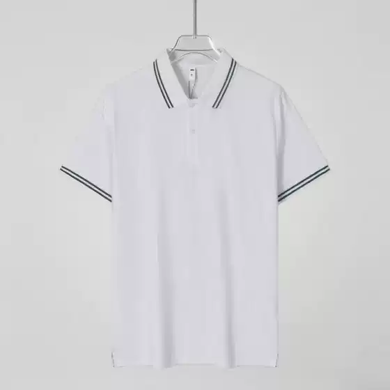 Striped Cuffs Polo Shirt Four-Color Polo Shirt with Striped Cuffs 25212 #   L