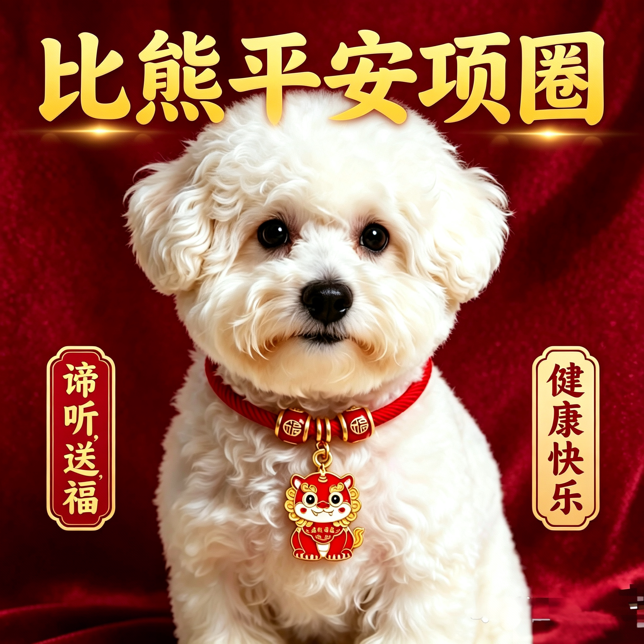 比熊项圈宠物刻字长命锁高颜值谛听祈福项链无声狗配饰狗脖子挂饰
