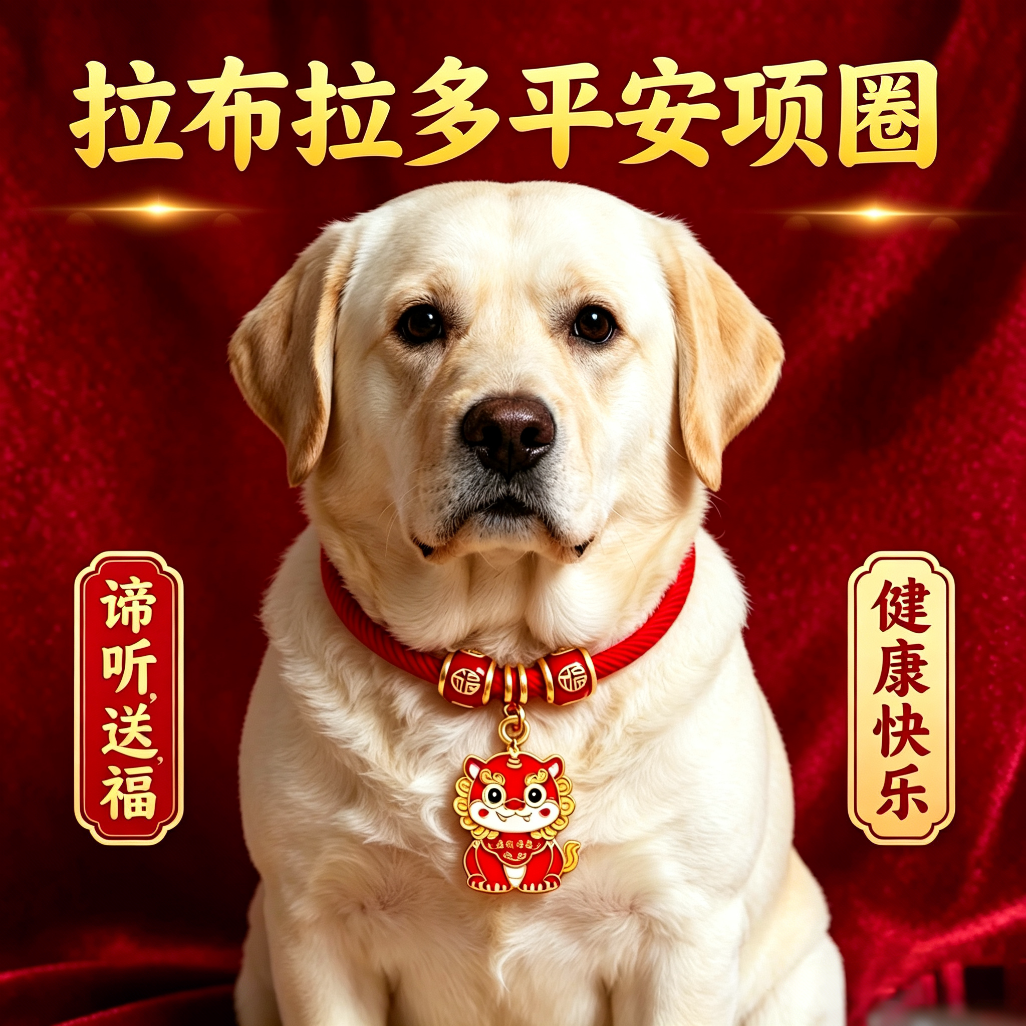 拉布拉多项圈宠物刻字长命锁谛听祈福项链无声狗配饰狗狗脖子挂饰