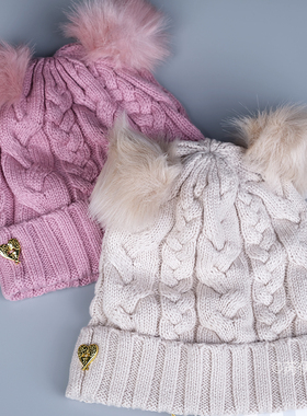 英国原装进口Angels face秋冬款女童可爱舒适保暖双球针织毛线帽