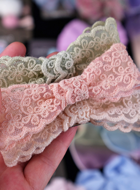 韩国原装进口Mery Jane女童可爱复古蕾丝蝴蝶结弹簧发卡发饰边夹