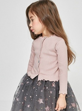 美国原装进口Hailey春秋女童薄款长袖毛衣可爱舒适纯棉针织开衫