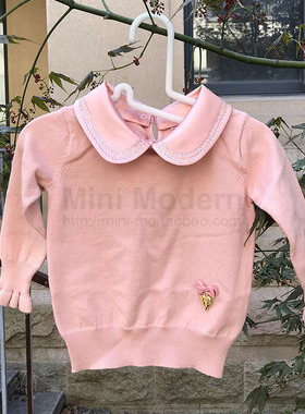 英国原装进口Angels Face春秋女童可爱花边领长袖针织衫 时尚上衣