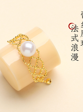 Akoya海水珍珠纯银活口女戒