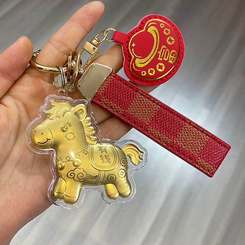 卡通生肖小马新款马上有钱暴富钥匙扣挂件商务送礼手机链饰品礼物