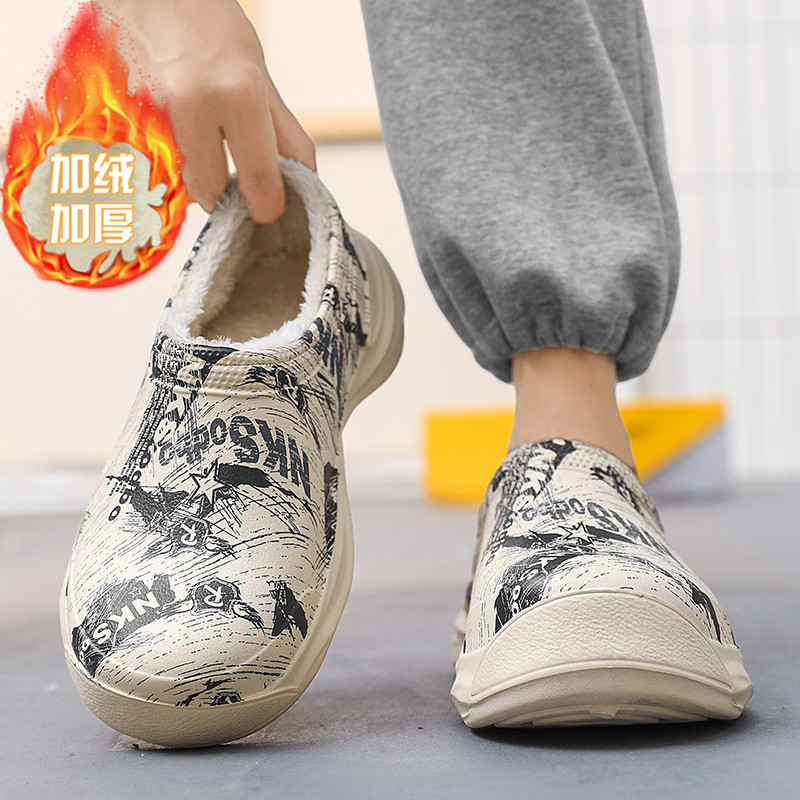 防水棉拖鞋男2025新款冬季加绒加厚家居办公室内踩屎感低包跟棉拖,流行男鞋,时尚雪地靴,淘宝优惠券,粉丝福利购,淘宝优惠卷