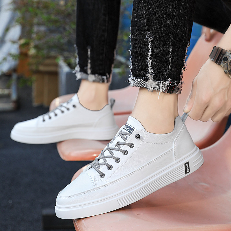 男鞋2025年新款潮流百搭夏季透气薄款小白潮鞋真皮一脚蹬休闲板鞋,流行男鞋,单鞋,淘宝优惠券,粉丝福利购,淘宝优惠卷