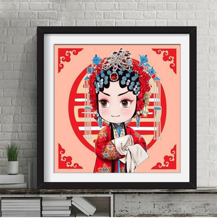 钻石画满钻可爱卡通q版人物花旦贴钻十字绣中国古风新款卧室客厅