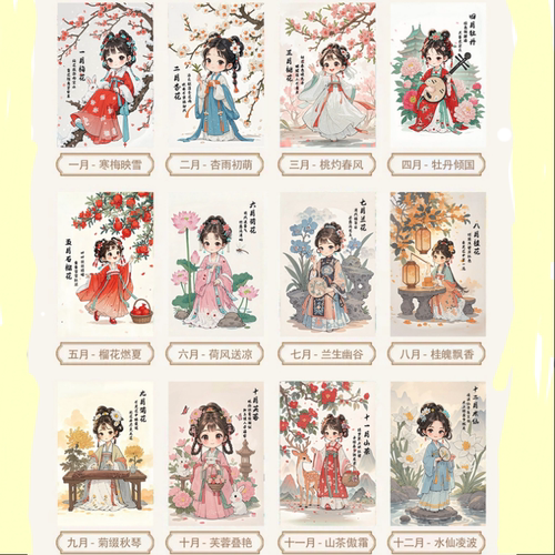 钻石画十字绣十二花神古风人物美女客厅2025新款小件带框点钻石绣