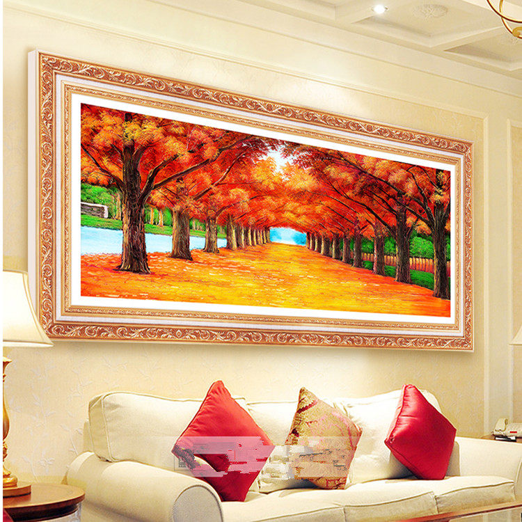 满钻钻石画 十字绣黄金大道富贵聚财黄金满地新款客厅贴钻风景画