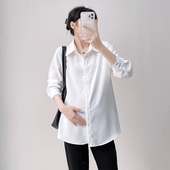 宽松职业衬衣春秋装 孕妇衬衫 孕妇装 时尚 上衣 2026春装 长袖 白色韩版