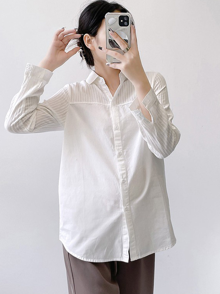 가을 전문 출산 셔츠 스플 라이스 짧은 탑 봄과 가을 세련된 출산복 POLO 바닥 셔츠 작업복