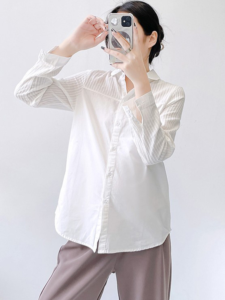 가을 전문 출산 셔츠 스플 라이스 짧은 탑 봄과 가을 세련된 출산복 POLO 바닥 셔츠 작업복