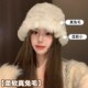 白色兔毛帽子女2025新款 冬季 保暖护耳针织毛线帽大头围毛绒