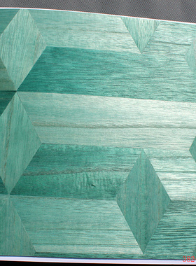 比利时ARTE进口现代轻奢木质感几何背景墙绿色壁纸38240 38241