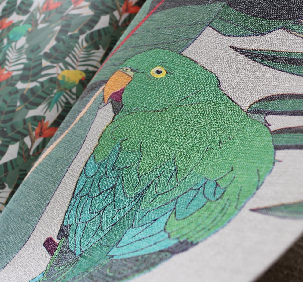 比利时进口无纺布基面东南亚风格花鸟图案背景墙壁纸13570 13571