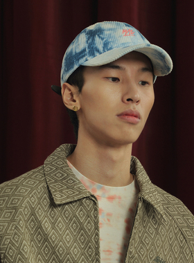 theMADHATcher「mini logo」灯芯绒弯眉棒球帽秋冬长檐纯色帽扎染