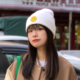 HATcher「伪装 笑脸」针织帽翻边冷帽女Beanie可爱显脸小 MAD the