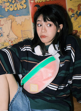 theMADHATcher「水行」荧光色撞色运动胸包透明防泼水腰包休闲