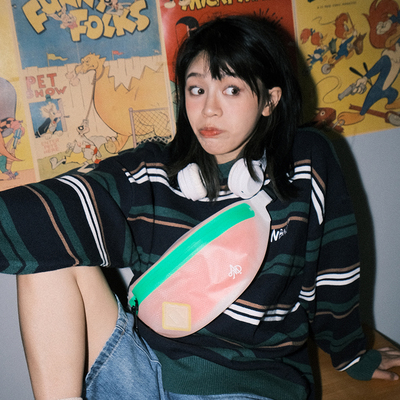 荧光色撞色运动胸包防水