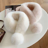 狐狸毛围脖女冬季 新款 韩版 大毛球双面围巾磁吸扣真毛毛领子皮草